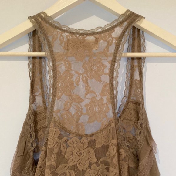 NWT Abercrombie & Fitch Caily Floral Lace Stretch Brown Tank Women's S - Picture 5 of 8